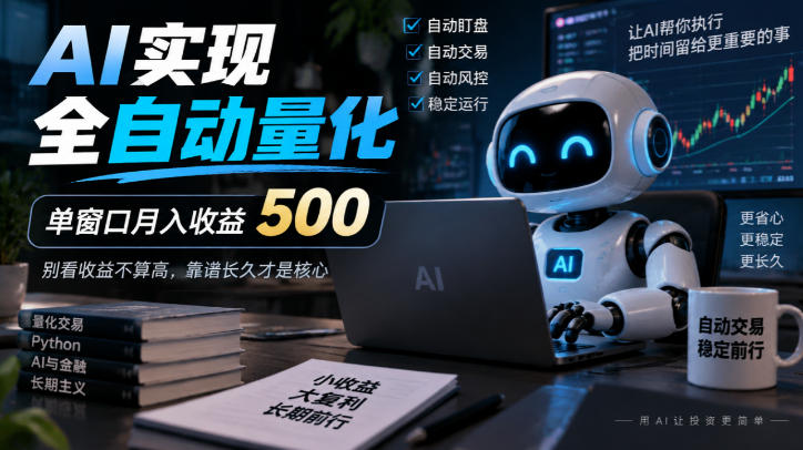 AI实现全自动量化,单窗口月入收益500,别看收益不算高,靠谱长久才是核心【揭秘】-资源共享