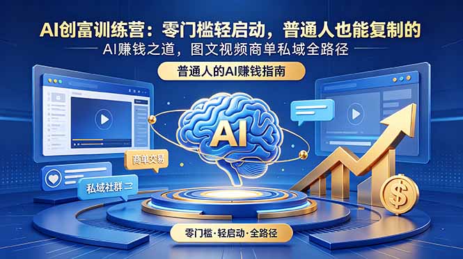 AI创富训练营:零门槛轻启动,普通人也能复制的AI赚钱之道,图文视频商单私域全路径-资源共享