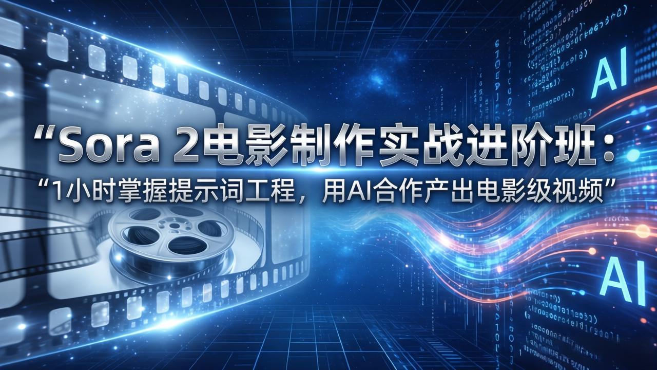 Sora 2电影制作实战进阶班：1小时掌握提示词工程，用AI合作产出电影级视频-资源共享