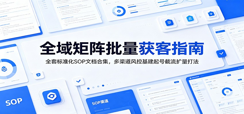 全域矩阵批量获客指南：全套标准化SOP文档合集，多渠道风控基建起号截流扩量打法-资源共享