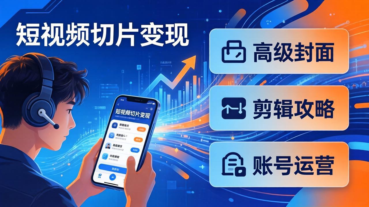短视频切片变现速成班2.0：高级封面+剪辑攻略+账号运营，0基础小白快速入局副业-资源共享