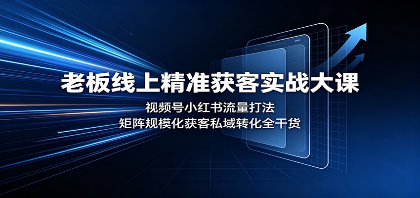 老板线上精准获客实战大课:视频号小红书流量打法,矩阵规模化获客私域转化全干货-资源共享