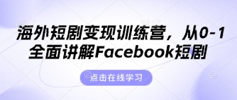 海外短剧变现训练营，从0-1全面讲解Facebook短剧-资源共享