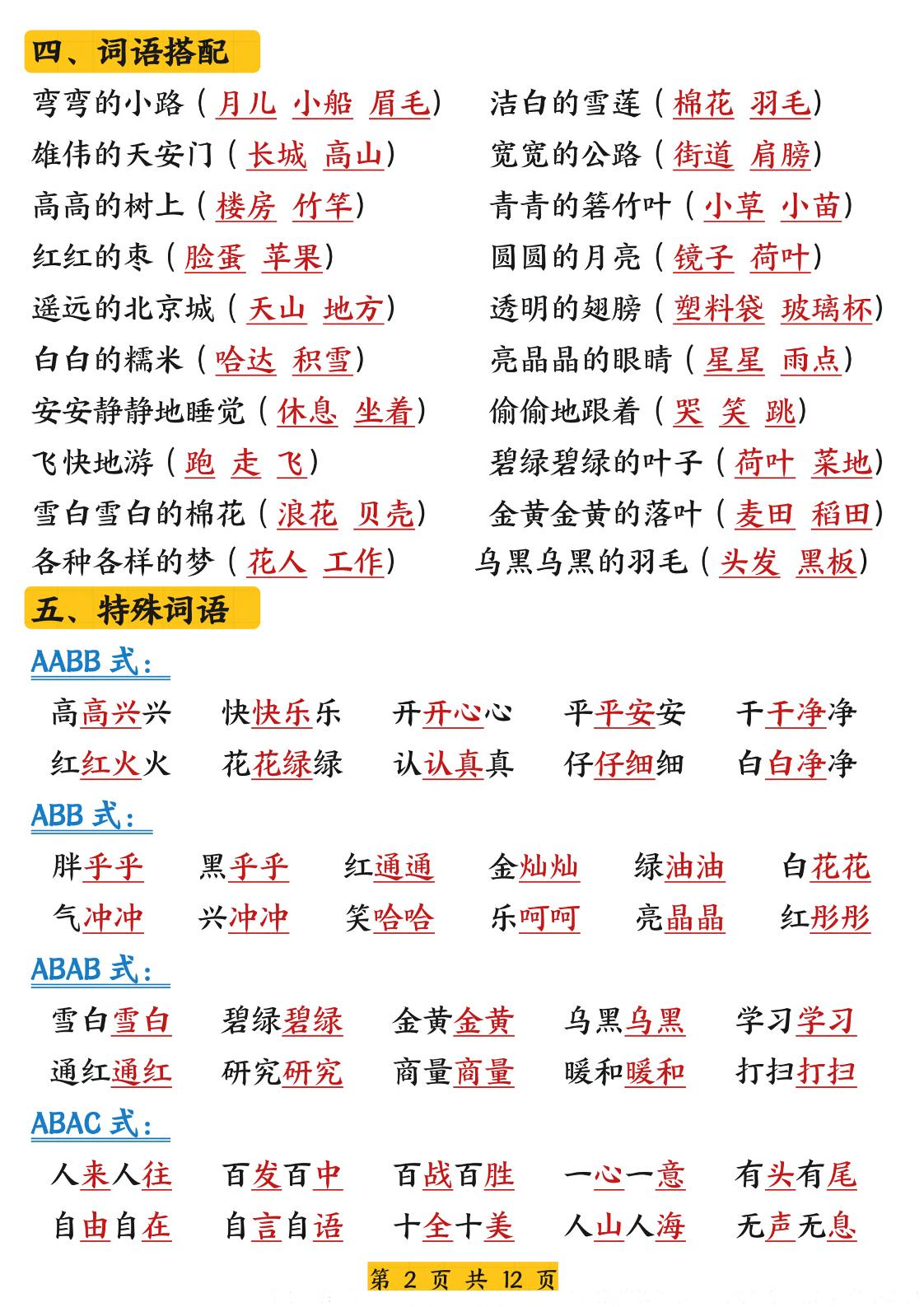 26新版一年级语文下册复习知识点汇总-资源共享