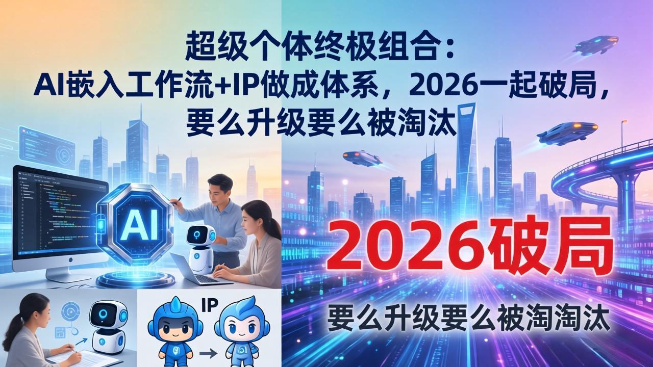 超级个体终极组合：AI嵌入工作流+IP做成体系，2026一起破局，要么升级要么被淘汰-资源共享