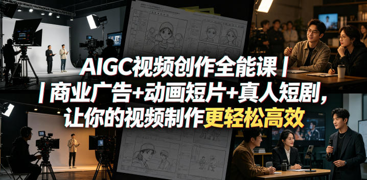 AIGC视频创作全能课|商业广告+动画短片+真人短剧,让你的视频制作更轻松高效-资源共享