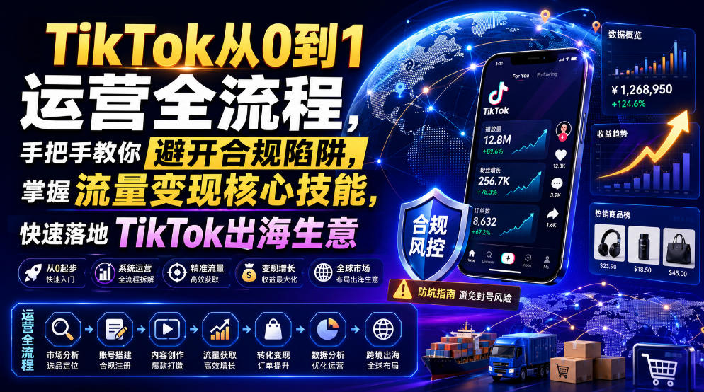 TikTok从0到1运营全流程，手把手教你避开合规陷阱，掌握流量变现核心技能，快速落地TikTok出海生意(更新7月)-资源共享