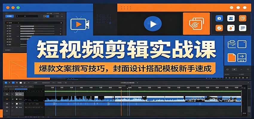 短视频剪辑实战课：爆款文案撰写技巧，封面设计搭配模板新手速成-资源共享