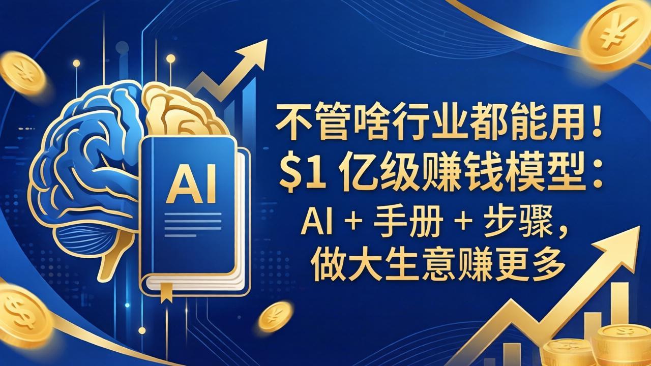 不管啥行业都能用！$1 亿级赚钱模型：AI + 手册 + 步骤，做大生意赚更多-资源共享
