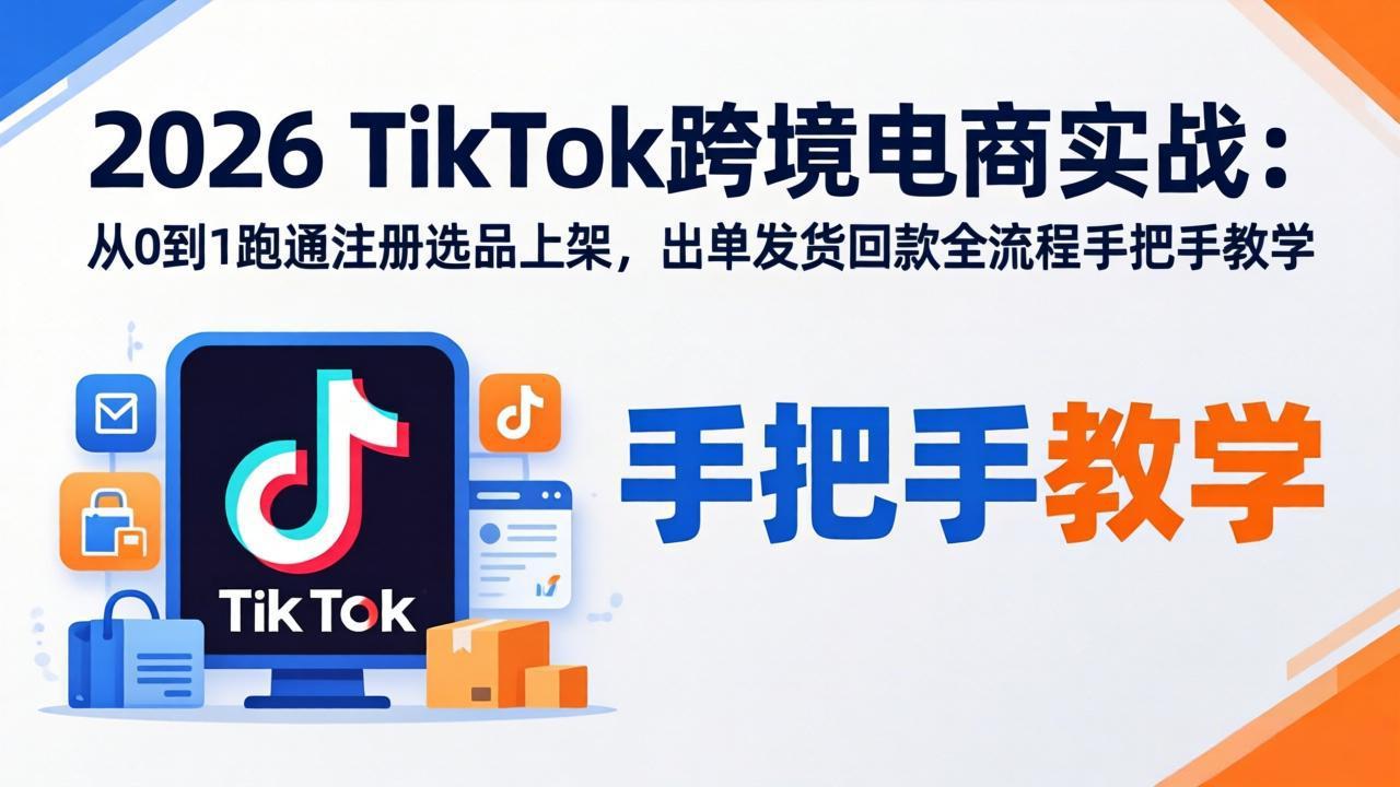 2026TikTok跨境电商实战-更新：从0到1跑通注册选品上架，出单发货回款全流程手把手教学-资源共享