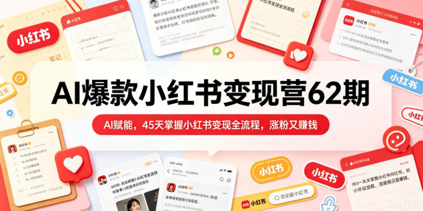 AI爆款小红书变现营62期2026年5月,AI赋能,45天掌握小红书变现全流程,涨粉又賺钱-资源共享