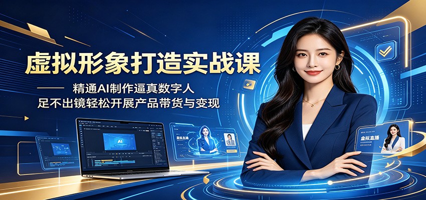 虚拟形象打造实战课：精通AI制作逼真数字人，足不出镜轻松开展产品带货与变现-资源共享