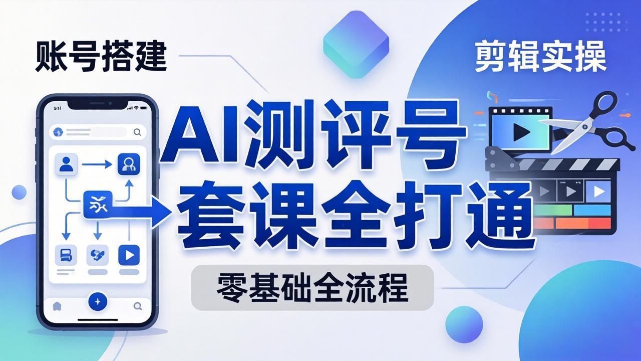 零基础起步怎么做AI测评号?账号搭建、爆款文案、剪辑实操、涨粉变现,一套课全打通-资源共享