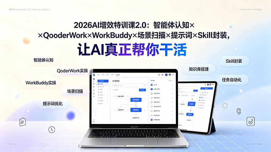 2026AI增效特训课2.0:智能体认知×QoderWork×WorkBuddy×场景扫描×提示词×Skill封装,让AI真正帮你干活-资源共享