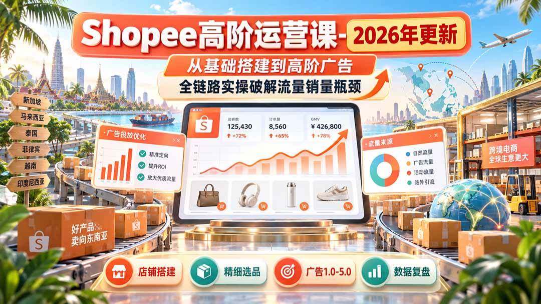 (20575期)Shopee高阶运营课-更新9月,从基础搭建到高阶广告,全链路实操破解流量销量瓶颈-资源共享
