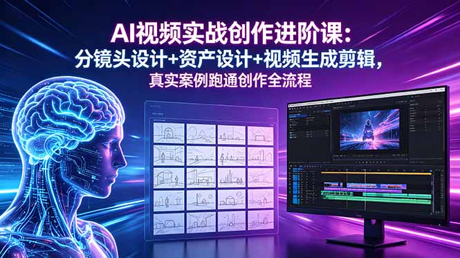 AI视频实战创作进阶课:分镜头设计+资产设计+视频生成剪辑,真实案例跑通创作全流程-资源共享