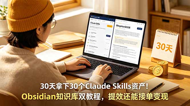 30天拿下30个Claude Skills资产！Obsidian知识库双教程，提效还能接单变现-资源共享