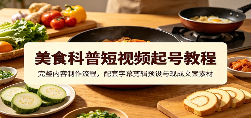 美食科普短视频起号教程:完整内容制作流程,配套字幕剪辑预设与现成文案素材-资源共享