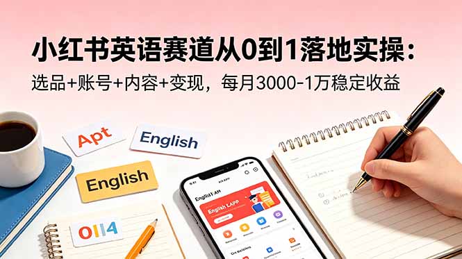 小红书英语赛道从0到1落地实操：选品+账号+内容+变现，每月3000-1万稳定收益-资源共享