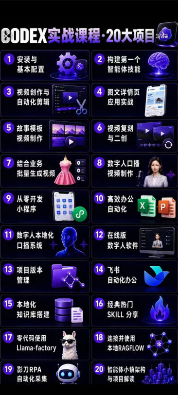2026Codex智能体实战最新课，从安装配置到智能体小镇架构，涵盖视频创作/数字人/办公提效全技能-资源共享