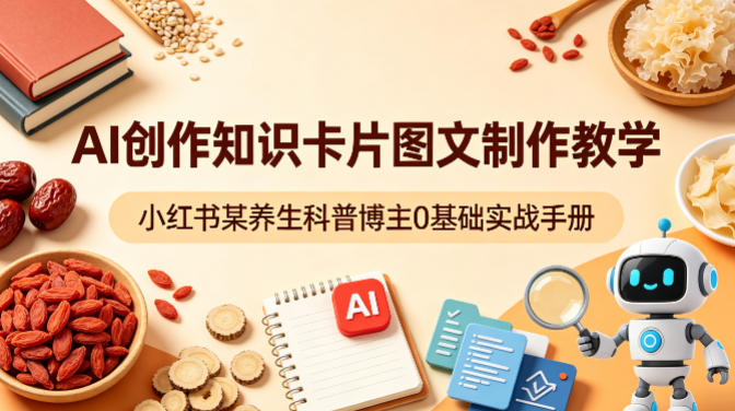 AI创作知识卡片图文制作教学，小红书某养生科普博主0基础实战手册-资源共享