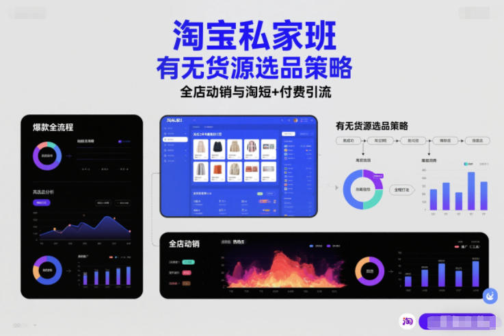 淘宝私家班，有无货源选品策略，高成功率爆款全流程打法，全店动销与淘短+付费引流(更新2026年4月)-资源共享