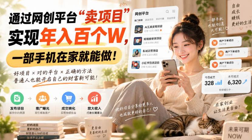 (20445期)通过网创平台“卖项目”实现年入百万,一部手机在家就能做!-资源共享