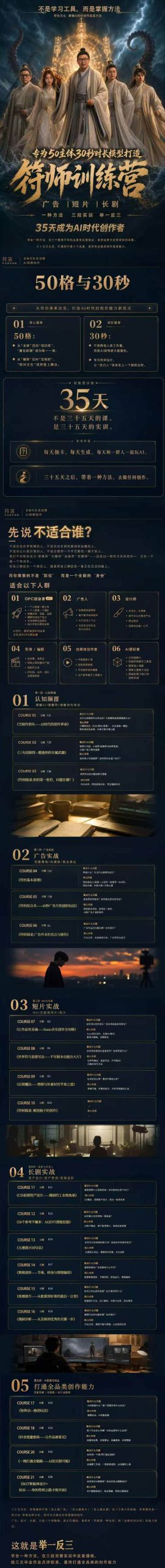 （20179期）符师训练营-35天成为AI时代创作者，广告+短片+漫剧+智能体四大实战方向，掌握从创意到上线的完整工作流-资源共享