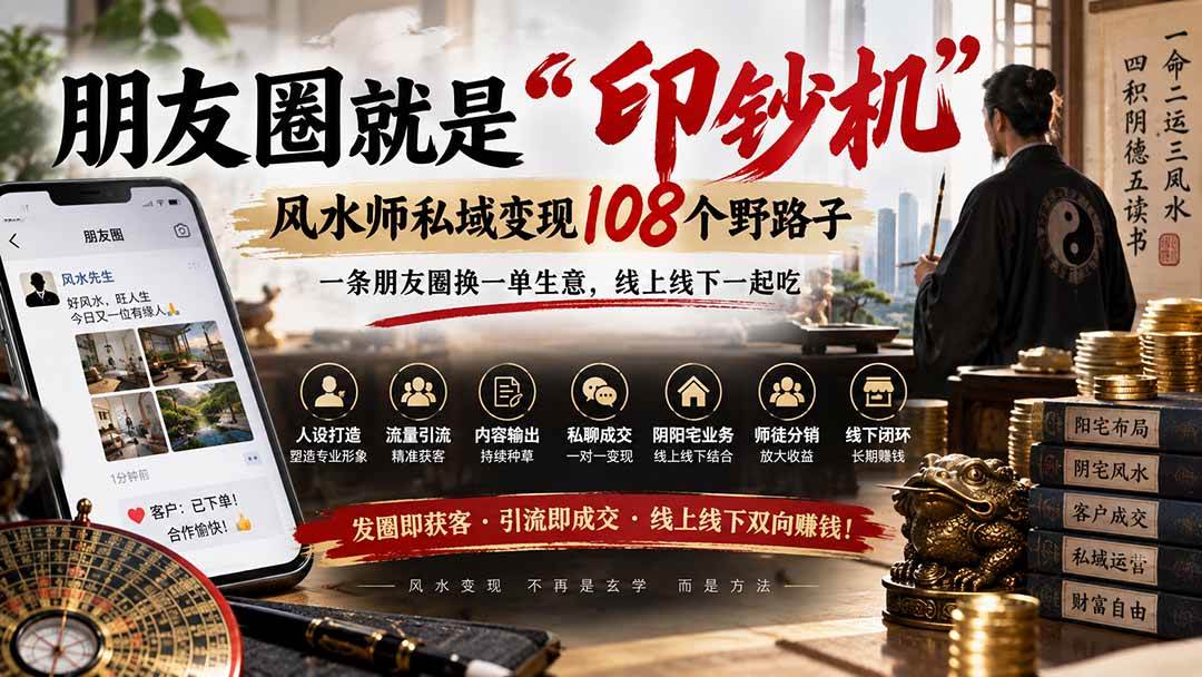 （20464期）朋友圈就是“印钞机”，风水师私域变现108个野路子，一条朋友圈换一单生意，线上线下一起吃【文档】-资源共享