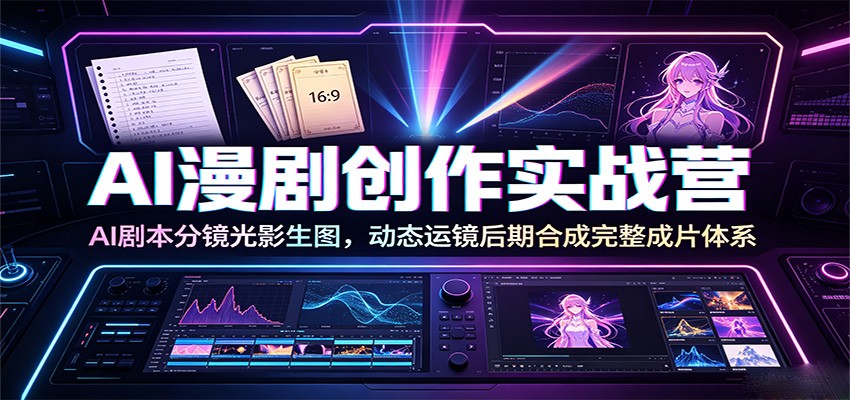 AI漫剧创作实战营：AI剧本分镜光影生图，动态运镜后期合成完整成片体系-资源共享