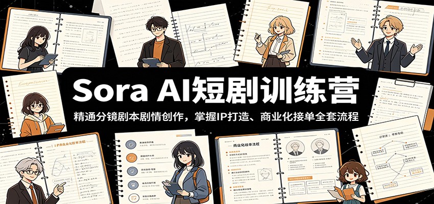 Sora AI短剧训练营:精通分镜剧本剧情创作,掌握IP打造、商业化接单全套流程-资源共享