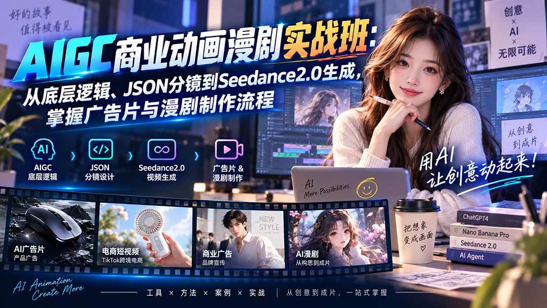 （20268期）AIGC商业动画漫剧实战班-更新：从底层逻辑、JSON分镜到Seedance2.0生成，掌握广告片与漫剧制作流程-资源共享