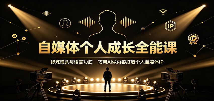 自媒体个人成长全能课:修炼镜头与语言功底,巧用AI做内容打造个人自媒体IP-资源共享