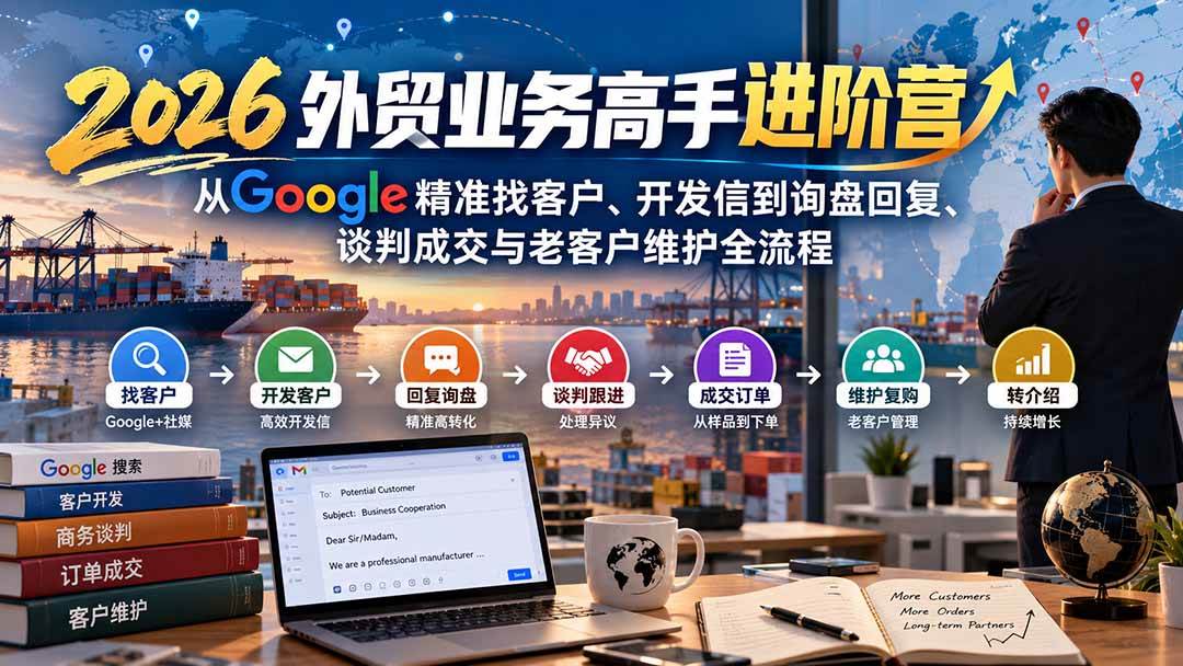 （20690期）2026外贸业务高手进阶营：从Google精准找客户、开发信到询盘回复、谈判成交与老客户维护全流程-资源共享