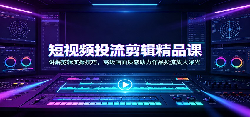 短视频投流剪辑精品课:讲解剪辑实操技巧,高级画面质感助力作品投流放大曝光-资源共享