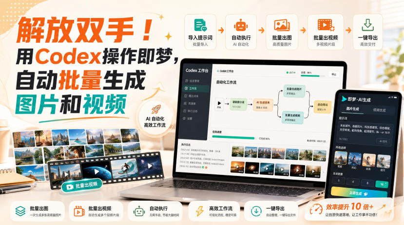 解放双手!用Codex操作即梦,自动批量生成图片和视频-资源共享