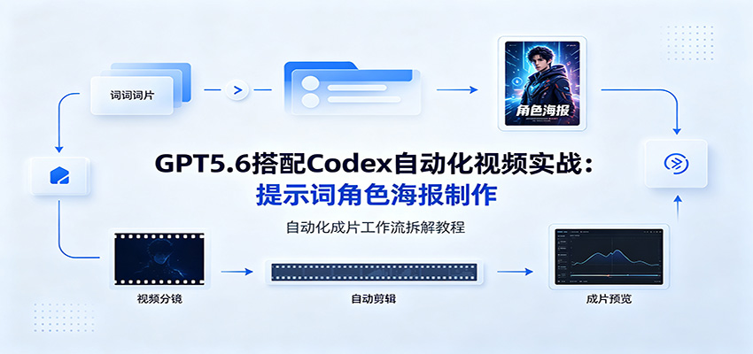 GPT5.6搭配Codex自动化视频实战:提示词角色海报制作,自动化成片工作流拆解教程-资源共享