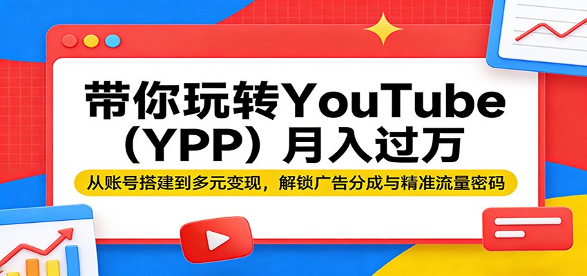 带你玩转YouTube(YPP)月入过万:从账号搭建到多元变现,解锁广告分成与精准流量密码-资源共享