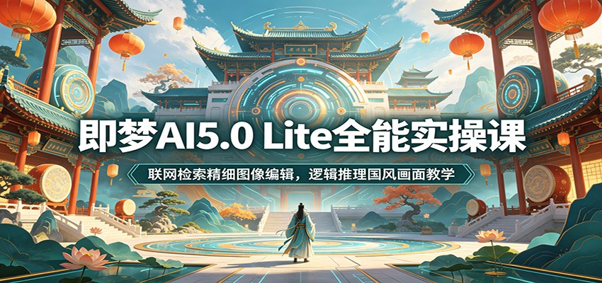 即梦AI5.0 Lite全能实操课:联网检索精细图像编辑,逻辑推理国风画面教学-资源共享