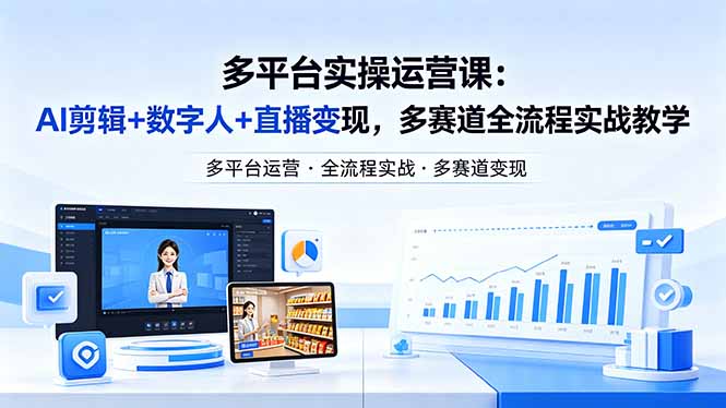 某团队多平台实操运营课-更新26年4月20：AI剪辑+数字人+直播变现，多赛道全流程实战教学-资源共享