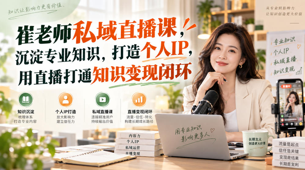 崔老师私域直播课，沉淀专业知识，打造个人IP，用直播打通知识变现闭环-资源共享