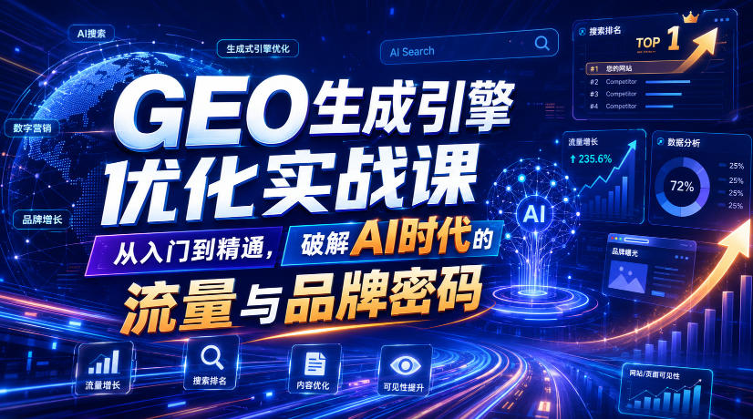 GEO生成引擎优化实战课,从入门到精通,破解AI时代的流量与品牌密码-资源共享