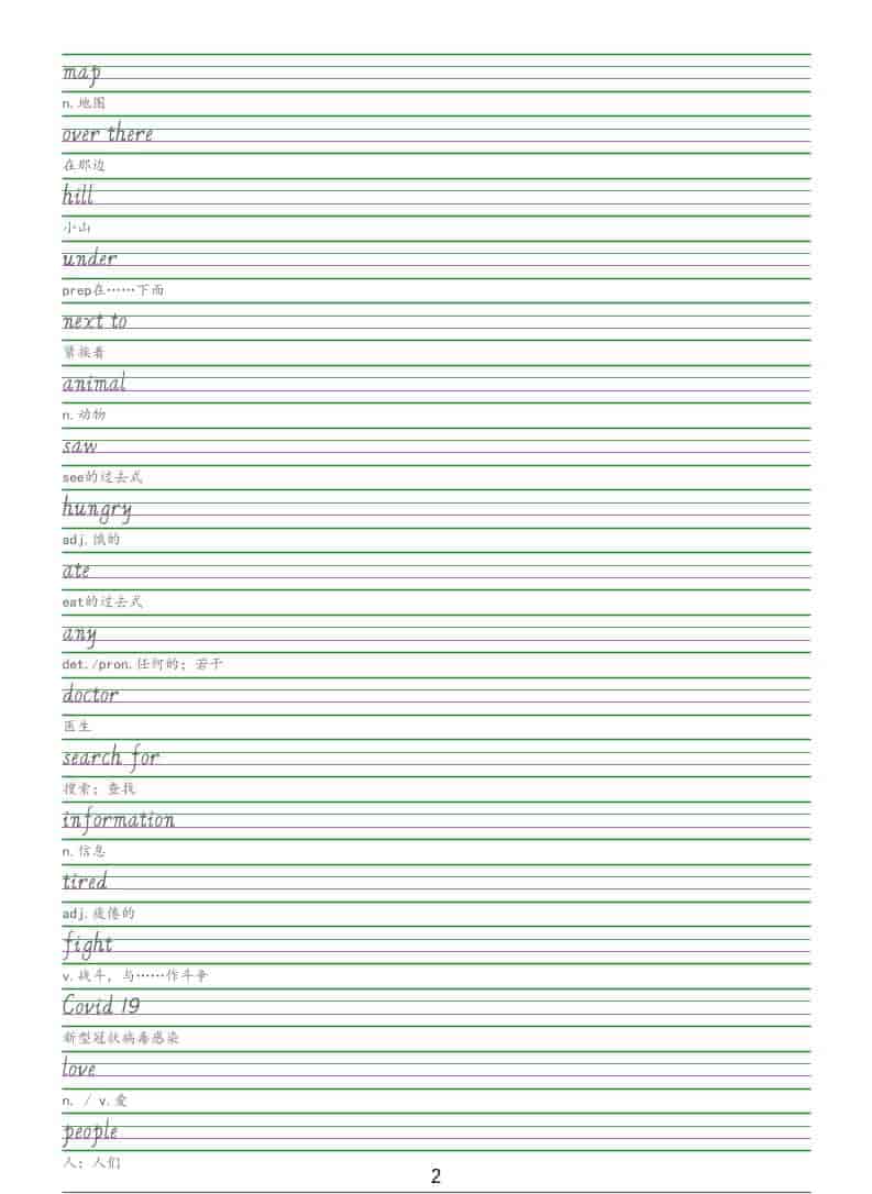 五年级下英语手写体字帖《闽教版》-资源共享
