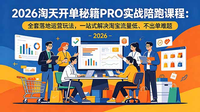 2026淘天开单秘籍PRO实战陪跑课程:全套落地运营玩法,一站式解决淘宝流量低、不出单难题-资源共享