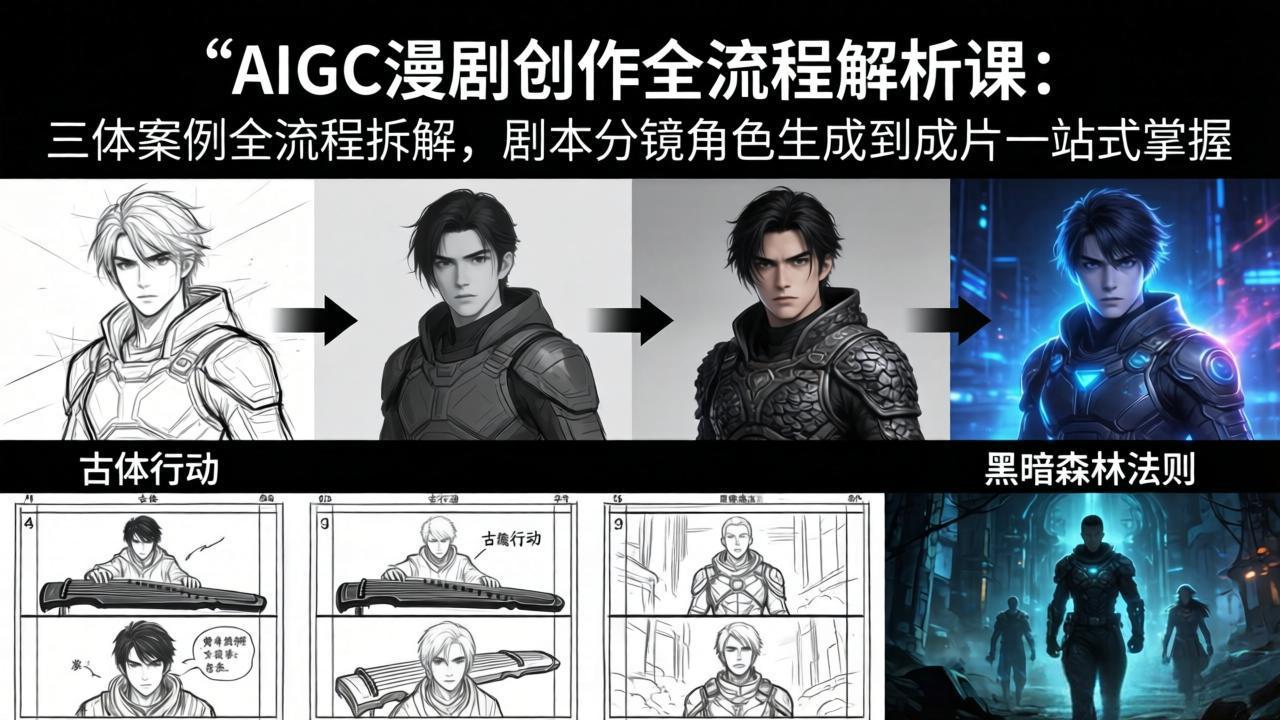 AIGC漫剧创作全流程解析课:三体案例全流程拆解,剧本分镜角色生成到成片一站式掌握-资源共享