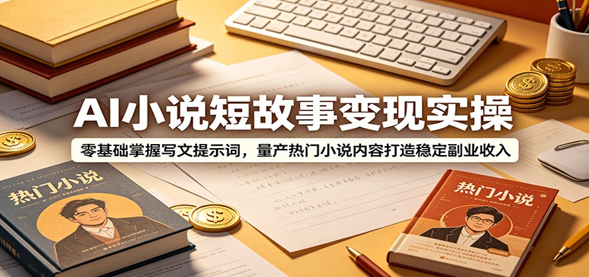 AI小说短故事变现实操：零基础掌握写文提示词，量产热门小说内容打造稳定副业收入-资源共享