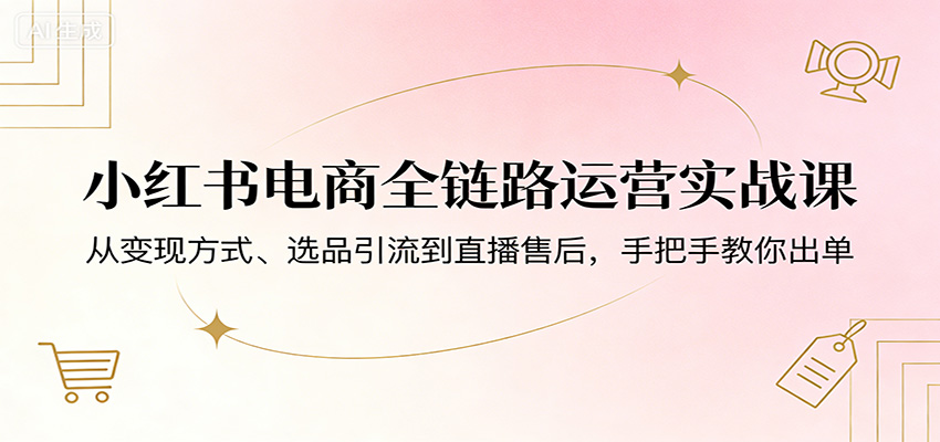 小红书电商全链路运营实战课：从变现方式、选品引流到直播售后，手把手教你出单-资源共享