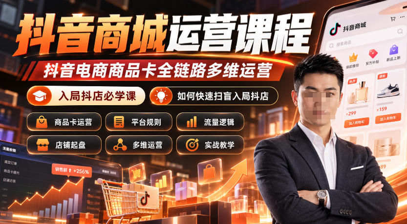 抖音商城运营课程,抖音电商商品卡全链路多维运营,入局抖店必学课, 如何快速扫盲入局抖店(更新1017)-资源共享