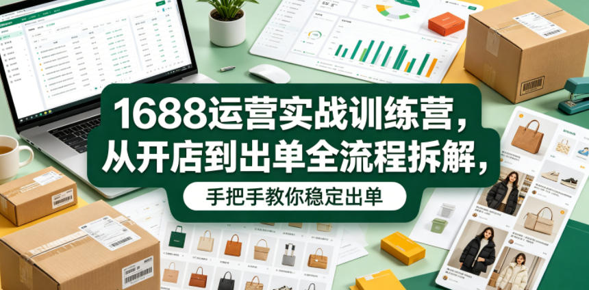 1688运营实战训练营,从开店到出单全流程拆解,手把手教你稳定出单-资源共享