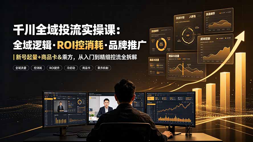 千川全域投流实操课：全域逻辑·ROI控消耗·品牌推广｜新号起量+商品卡&乘方，从入门到精细控流全拆解-资源共享
